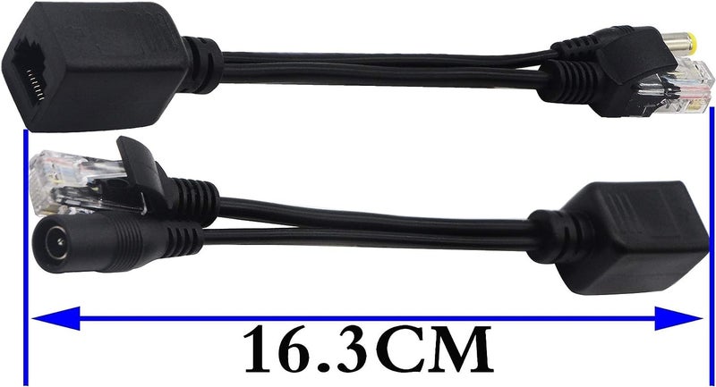 zdyCGTime Passive PoE Injector and PoE Splitter Kit with RJ45 Ethernet and Power via DC 5.5x2.1 mm F/M Adaptor Connectorï¼ˆBlack 4 Pairs - Image 2